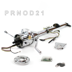 Keyed Tilt Column Chrome - Column Shift O/D FLR MNT 2.5" Drop Push Button OR w/ RFID - Part Number: HEXCC1KCO125XPOR1