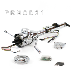 Keyed Tilt Column Chrome - Column Shift O/D FLR MNT 2.5" Drop Push Button WH w/ RFID - Part Number: HEXCC1KCO125XPWH1