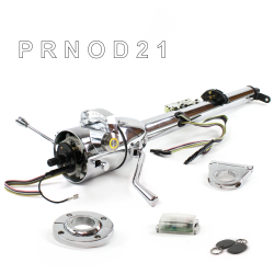 Keyed Tilt Column Chrome - Column Shift O/D FLR MNT 2.5" Drop Push Button YL w/ RFID - Part Number: HEXCC1KCO125XPYL1