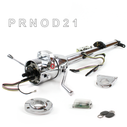 Keyed Tilt Column Chrome - Column Shift O/D FLR MNT 2.5" Drop Push Button RD w/ RFID - Part Number: HEXCC1KCO125XPRD1