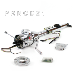 Keyed Tilt Column Chrome - Column Shift O/D FLR MNT 2.5" Drop Push Button RD  - Part Number: HEXCC1KCO125XPRD0