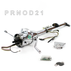 Keyed Tilt Column Chrome - Column Shift O/D 2.5" Drop Push Button GN w/ RFID - Part Number: HEXCC1KCO025XPGN1