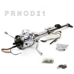 Keyed Tilt Column Chrome - Column Shift O/D 2.5" Drop Push Button BL w/ RFID - Part Number: HEXCC1KCO025XPBL1