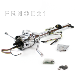 Keyed Tilt Column Chrome - Column Shift O/D 2.5" Drop Push Button WH w/ RFID - Part Number: HEXCC1KCO025XPWH1