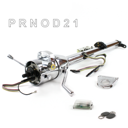 Keyed Tilt Column Chrome - Column Shift O/D 2.5" Drop Push Button YL w/ RFID - Part Number: HEXCC1KCO025XPYL1