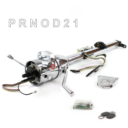 Keyed Tilt Column Chrome - Column Shift O/D 2.5" Drop Push Button RD w/ RFID - Part Number: HEXCC1KCO025XPRD1