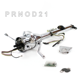 Keyed Tilt Column Chrome - Column Shift O/D 2.5" Drop Push Button w/ RFID - Part Number: HEXCC1KCO025XPXX1