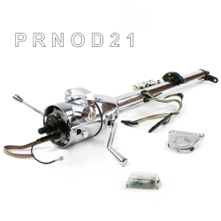 Keyed Tilt Column Chrome - Column Shift O/D 2.5" Drop Push Button  - Part Number: HEXCC1KCO025XPXX0