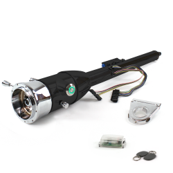 Keyed Tilt Column Black - Floor Shift 3.5" Drop 9 Hole Push Button GN w/ RFID - Part Number: HEXCB2KXX0359PGN1