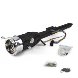 Keyed Tilt Column Black - Floor Shift 3.5" Drop 9 Hole Push Button BL w/ RFID - Part Number: HEXCB2KXX0359PBL1