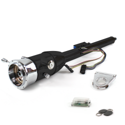 Keyed Tilt Column Black - Floor Shift 3.5" Drop 9 Hole Push Button WH w/ RFID - Part Number: HEXCB2KXX0359PWH1