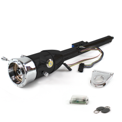 Keyed Tilt Column Black - Floor Shift 3.5" Drop 9 Hole Push Button YL w/ RFID - Part Number: HEXCB2KXX0359PYL1