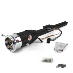 Keyed Tilt Column Black - Floor Shift 3.5" Drop 9 Hole Push Button RD w/ RFID - Part Number: HEXCB2KXX0359PRD1