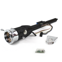 Keyed Tilt Column Black - Floor Shift 3.5" Drop 9 Hole Push Button  - Part Number: HEXCB2KXX0359PXX0