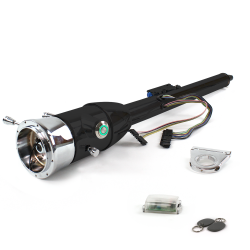 Keyed Tilt Column Black - Floor Shift 2.5" Drop 9 Hole Push Button GN w/ RFID - Part Number: HEXCB2KXX0259PGN1