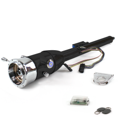 Keyed Tilt Column Black - Floor Shift 2.5" Drop 9 Hole Push Button BL w/ RFID - Part Number: HEXCB2KXX0259PBL1