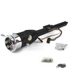 Keyed Tilt Column Black - Floor Shift 2.5" Drop 9 Hole Push Button YL w/ RFID - Part Number: HEXCB2KXX0259PYL1