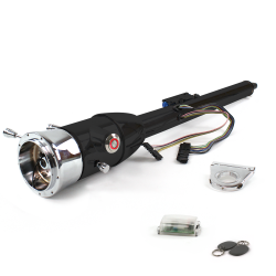 Keyed Tilt Column Black - Floor Shift 2.5" Drop 9 Hole Push Button RD w/ RFID - Part Number: HEXCB2KXX0259PRD1