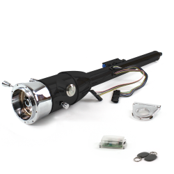 Keyed Tilt Column Black - Floor Shift 2.5" Drop 9 Hole Push Button w/ RFID - Part Number: HEXCB2KXX0259PXX1