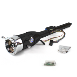 Keyed Tilt Column Black - Floor Shift 2.5" Drop 9 Hole Push Button BL  - Part Number: HEXCB2KXX0259PBL0