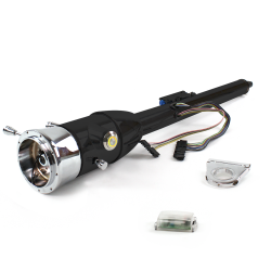 Keyed Tilt Column Black - Floor Shift 2.5" Drop 9 Hole Push Button YL  - Part Number: HEXCB2KXX0259PYL0