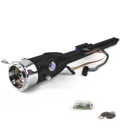 Keyed Tilt Column Black - Floor Shift 9 Hole Push Button BL w/ RFID - Part Number: HEXCB2KXX0X9PBL1