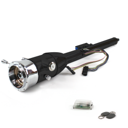 Keyed Tilt Column Black - Floor Shift 9 Hole Push Button WH w/ RFID - Part Number: HEXCB2KXX0X9PWH1