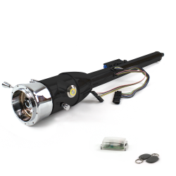 Keyed Tilt Column Black - Floor Shift 9 Hole Push Button YL w/ RFID - Part Number: HEXCB2KXX0X9PYL1