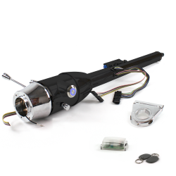 Keyed Tilt Column Black - Floor Shift 3.5" Drop 6 Hole Push Button BL w/ RFID - Part Number: HEXCB2KXX0356PBL1