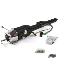 Keyed Tilt Column Black - Floor Shift 3.5" Drop 6 Hole Push Button YL w/ RFID - Part Number: HEXCB2KXX0356PYL1