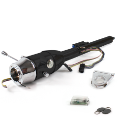 Keyed Tilt Column Black - Floor Shift 3.5" Drop 6 Hole Push Button w/ RFID - Part Number: HEXCB2KXX0356PXX1