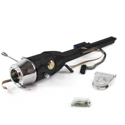 Keyed Tilt Column Black - Floor Shift 3.5" Drop 6 Hole Push Button OR  - Part Number: HEXCB2KXX0356POR0