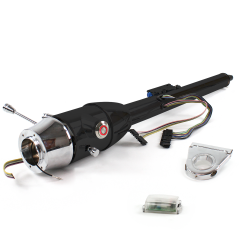 Keyed Tilt Column Black - Floor Shift 3.5" Drop 6 Hole Push Button RD  - Part Number: HEXCB2KXX0356PRD0