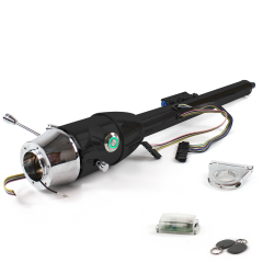 Keyed Tilt Column Black - Floor Shift 2.5" Drop 6 Hole Push Button GN w/ RFID - Part Number: HEXCB2KXX0256PGN1