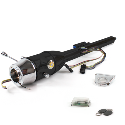 Keyed Tilt Column Black - Floor Shift 2.5" Drop 6 Hole Push Button OR w/ RFID - Part Number: HEXCB2KXX0256POR1