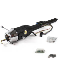 Keyed Tilt Column Black - Floor Shift 2.5" Drop 6 Hole Push Button YL w/ RFID - Part Number: HEXCB2KXX0256PYL1