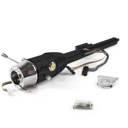 Keyed Tilt Column Black - Floor Shift 2.5" Drop 6 Hole Push Button YL  - Part Number: HEXCB2KXX0256PYL0