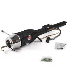 Keyed Tilt Column Black - Floor Shift 2.5" Drop 6 Hole Push Button RD  - Part Number: HEXCB2KXX0256PRD0