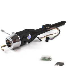 Keyed Tilt Column Black - Floor Shift 6 Hole Push Button BL w/ RFID - Part Number: HEXCB2KXX0X6PBL1