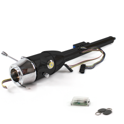 Keyed Tilt Column Black - Floor Shift 6 Hole Push Button YL w/ RFID - Part Number: HEXCB2KXX0X6PYL1