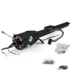 Keyed Tilt Column Black - Floor Shift 3.5" Drop Push Button GN w/ RFID - Part Number: HEXCB2KXX035XPGN1