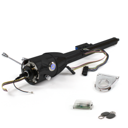 Keyed Tilt Column Black - Floor Shift 3.5" Drop Push Button BL w/ RFID - Part Number: HEXCB2KXX035XPBL1