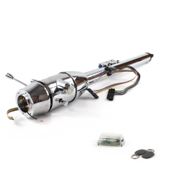 Keyed Tilt Column Chrome - Floor Shift 6 Hole Push Button w/ RFID - Part Number: HEXCC2KXX0X6PXX1