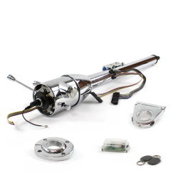 Keyed Tilt Column Chrome - Floor Shift FLR MNT 3.5" Drop Push Button w/ RFID - Part Number: HEXCC2KXX135XPXX1