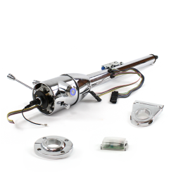 Keyed Tilt Column Chrome - Floor Shift FLR MNT 3.5" Drop Push Button BL  - Part Number: HEXCC2KXX135XPBL0