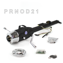 Keyed Tilt Column Black - Column Shift O/D FLR MNT 2.5" Drop 6 Hole Push Button BL w/ RFID - Part Number: HEXCB1KBO1256PBL1