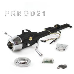 Keyed Tilt Column Black - Column Shift O/D FLR MNT 2.5" Drop 6 Hole Push Button YL w/ RFID - Part Number: HEXCB1KBO1256PYL1