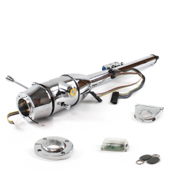 Keyed Tilt Column Chrome - Floor Shift FLR MNT 2.5" Drop 6 Hole Push Button OR w/ RFID - Part Number: HEXCC2KXX1256POR1