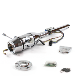 Keyed Tilt Column Chrome - Floor Shift FLR MNT 2.5" Drop 6 Hole Push Button w/ RFID - Part Number: HEXCC2KXX1256PXX1