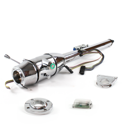 Keyed Tilt Column Chrome - Floor Shift FLR MNT 2.5" Drop 6 Hole Push Button GN  - Part Number: HEXCC2KXX1256PGN0